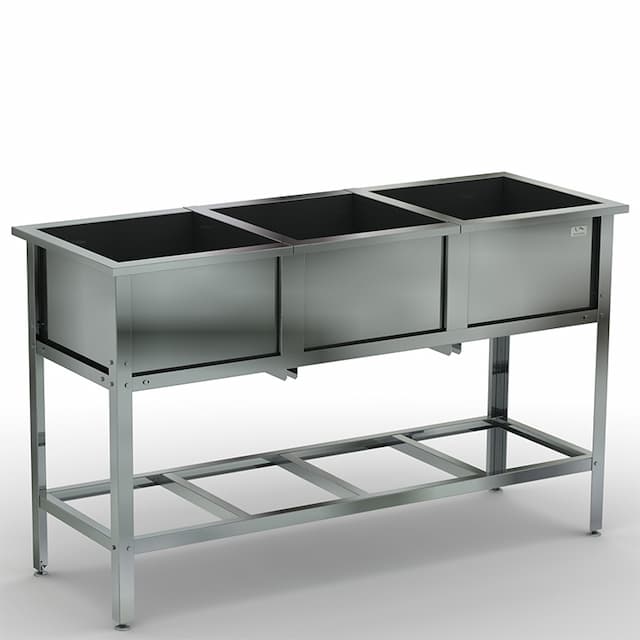 Ванна моечная трехсекционная сварная КОБОР ВМС/3-198/70/430