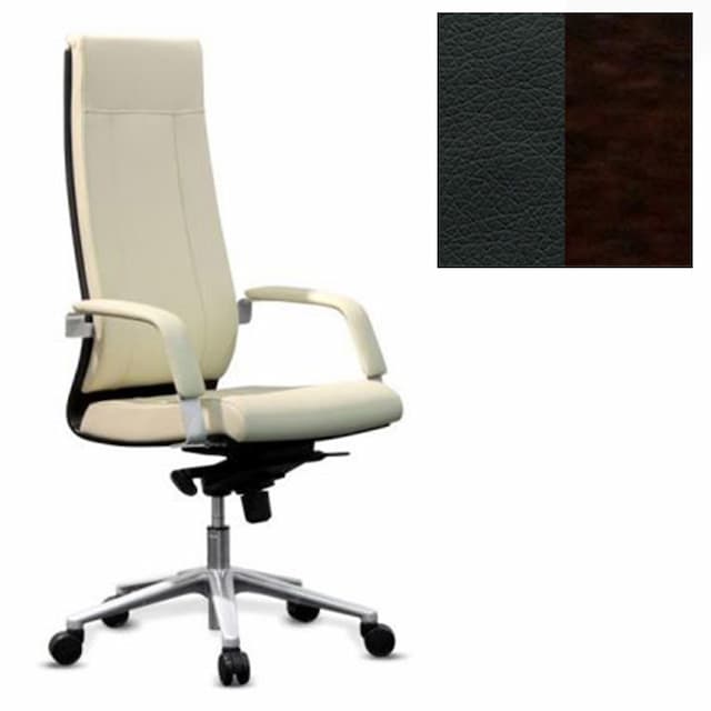 Кресло руководителя Юнитекс Торино New W экокожа премиум черная CN1114/дерево-венге