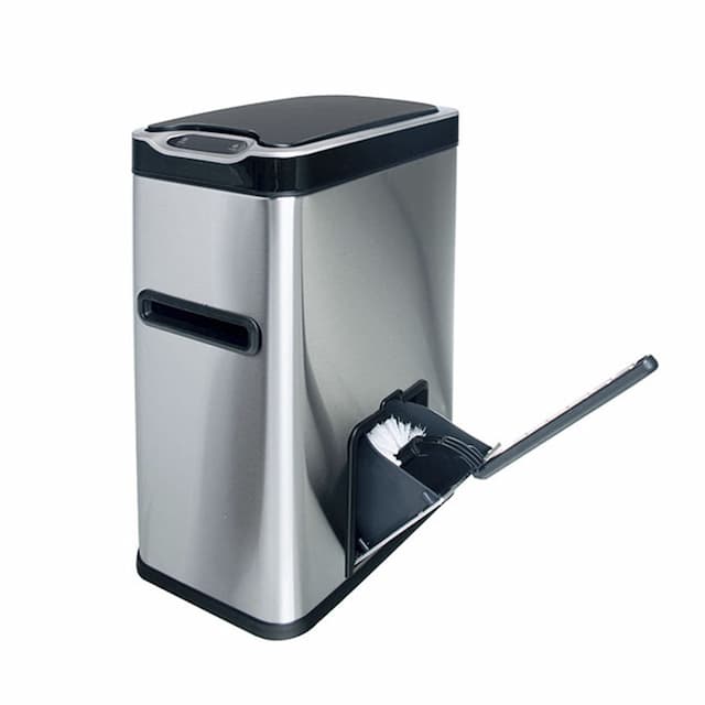 Ведро мусорное с ёршиком, сенсорное, внутр. ведро, туалетная бумага Foodatlas JAH-534, 7л (серебряный)