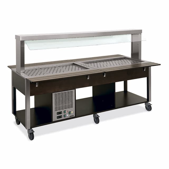 Стол Шведский комбинированный (защитное стекло статичное) MetalCarrelli 6920.6F3-RAL (цвет по RAL)