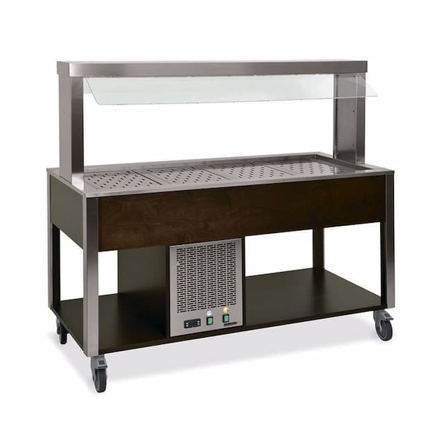 Стол Шведский охлаждаемый (защитное стекло статичное) MetalCarrelli 6900.6-W (венге)